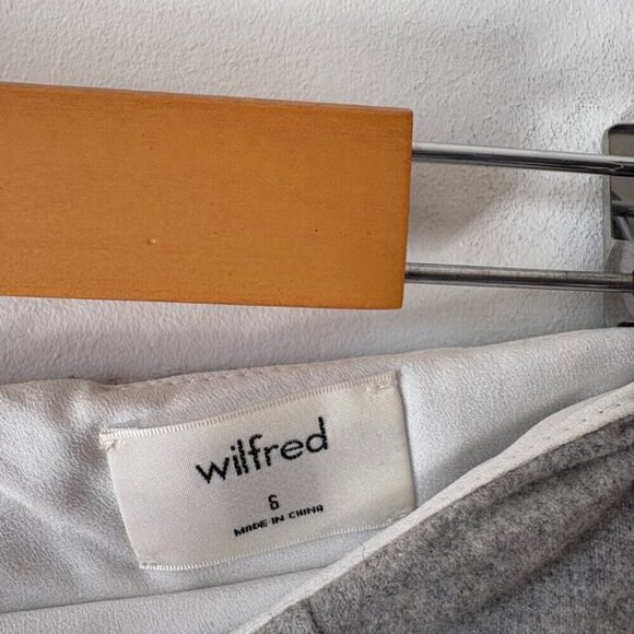 Aritzia Wilfred Dorine Mini Skirt Wool Cashmere Silk Wrap Grey Size 6 - Picture 7 of 9